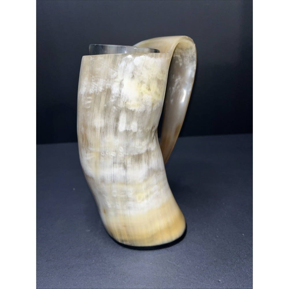 Ale Horn Viking Beer Mug Distressed Beverage Drinking Tankard Handle Extra Cup